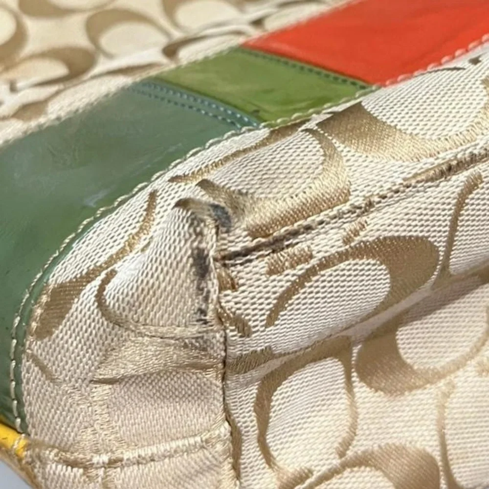 Coach Multicolor Patchwork Stripe Tote - Picture 5 of 14